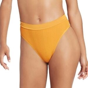 L*Space Pointelle Rib Frenchi Bitsy Cut High Leg Cheeky Bikini Bottom Size Large